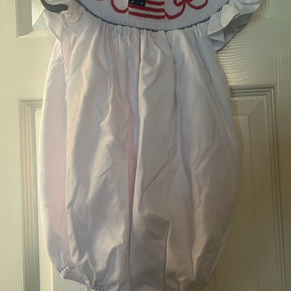 White Baby Romper with Flag Design
